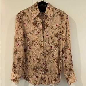 Vince Beige Floral Button-Up Shirt